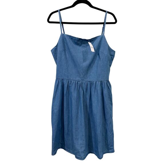 Women's GAP Soft Denim Sleeveless Knee Length Dress 100% Cotton Summer - Large - Picture 1 of 8